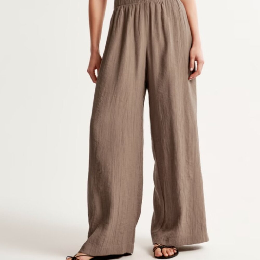 Abercrombie - Women's Crinkle Textured Pull-On Pant - Brown